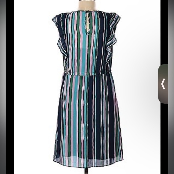 Modcloth Get Into The Ruffle Multicolored Striped Ruffle Tie Waist Dress NWOT L - Picture 5 of 16